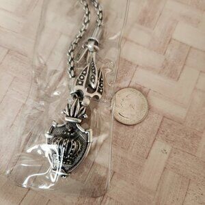 Stigma Necklace Unisex Silver Color Shield Pendant Mens Women’s Chain 18"